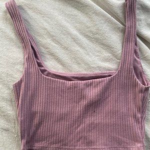 Cropped Ribbed Pink Tank Top Sz S
